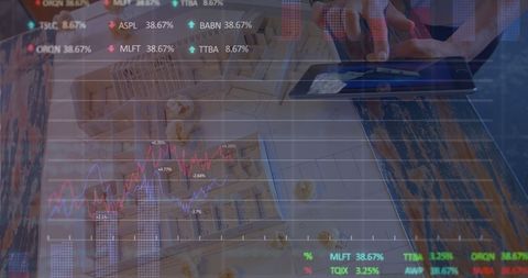 Digital interface overlay with global financial data visualization