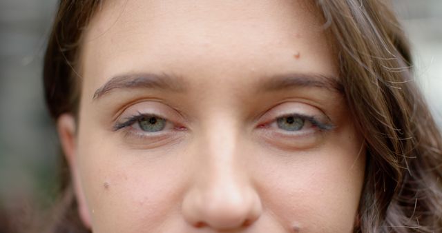 Close up portrait of eyes of caucasian woman at office - Download Free Stock Photos Pikwizard.com
