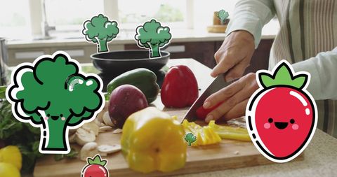 Digital Vegetable Icons on Kitchen Food Preparation - Download Free Stock Images Pikwizard.com