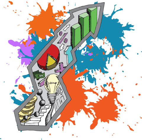 transparent arrow with statistics symbols on colorful blots - Download Free Stock Videos Pikwizard.com