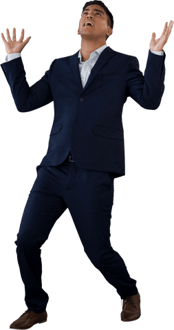 Transparent Businessman Exclaiming with Enthusiasm and Joyful Gestures