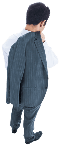 Back View of Young Biracial Businessman with Jacket on Transparent