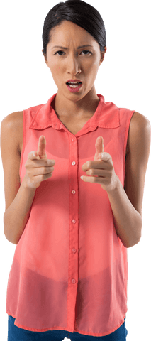 confident woman in transparent pink blouse gesturing forward - Download Free Stock Videos Pikwizard.com