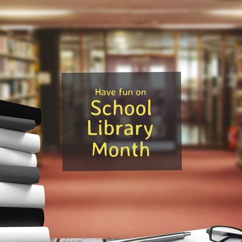 celebrating school library month with enthusiastic learning - Download Free Stock Templates Pikwizard.com