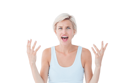 agitated woman yelling with hands raised on transparent background - Download Free Stock Videos Pikwizard.com