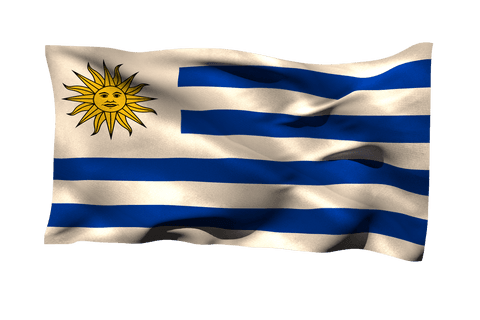 Uruguayan flag waving with transparent background