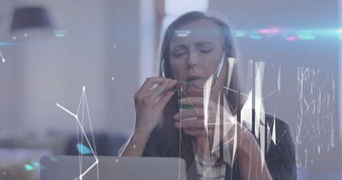 Businesswoman Technology Data Visualization Analysis at Office