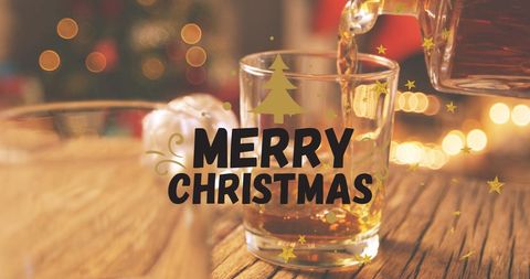 Festive Cognac Pour with Merry Christmas Greeting - Download Free Stock Images Pikwizard.com