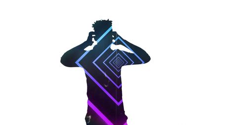 Abstract silhouette with geometric tunnel effect on white background