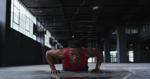 Athletic Man Doing Push-Ups in Abandoned Industrial Setting - Download Free Stock Images Pikwizard.com