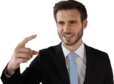 transparent businessman pointing on digital interface wearing suit - Download Free Stock Videos Pikwizard.com