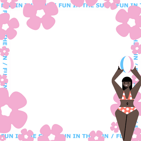 transparent summer flower border with woman holding beach ball - Download Free Stock Videos Pikwizard.com