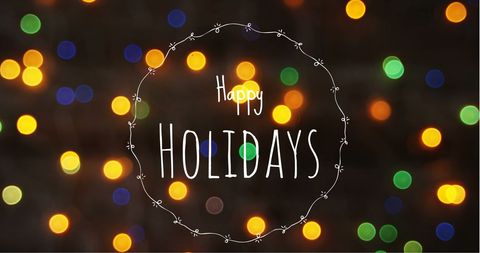 Happy Holidays Greeting with Colorful Bokeh Lights