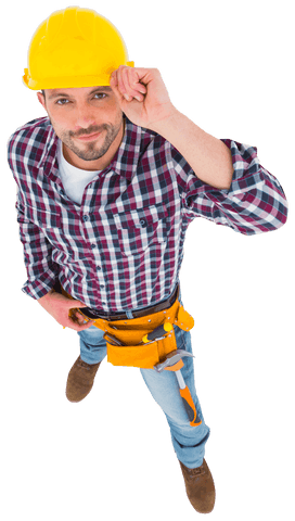 Handyman in Checkered Shirt with Tool Belt and Transparent Background - Download Free Stock Videos Pikwizard.com