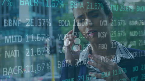 Businesswoman Analyzing Stock Market Data on Smartphone