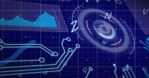 Futuristic Digital Interface with Circuit Connections