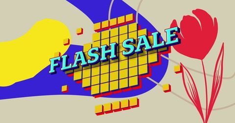 Flash Sale Text with Vibrant Abstract Design Elements