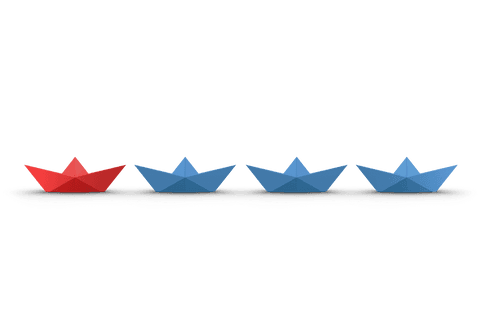 Transparent Red and Blue Origami Paper Boats Aligned - Download Free Stock Videos Pikwizard.com