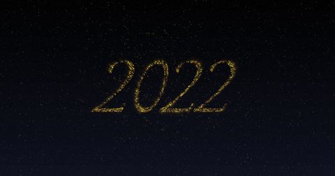 Sparkling Golden 2022 with Fireworks on Black Sky - Download Free Stock Images Pikwizard.com