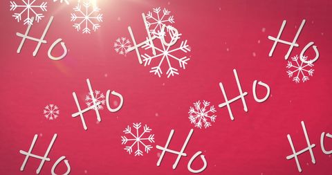 Festive Snow and Ho Ho Ho Text on Red Holiday Background - Download Free Stock Images Pikwizard.com