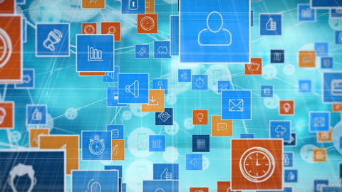 Digital Interface with Floating Media Icons