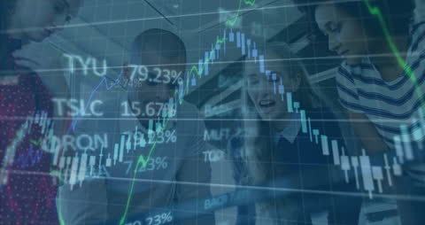 Diverse Team Analyzing Financial Market Data and Trends