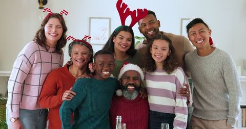 Diverse Family Gathering with Festive Holiday Spirit