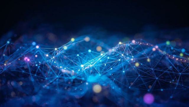 Futuristic Network Mesh with Glowing Nodes and Connecting Lines