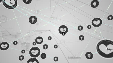 Digital Network Connections with Heart Icons Illustration