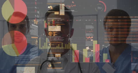 Financial Data Analysis with Multiracial Doctors Symbolizing Healthcare Choices