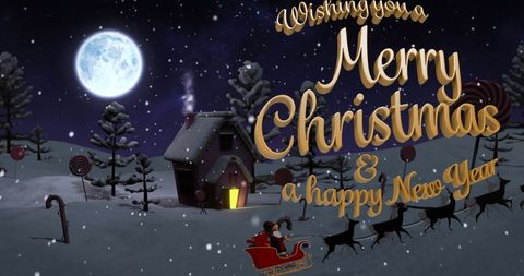 Merry Christmas and Happy New Year Winter Landscape Greeting