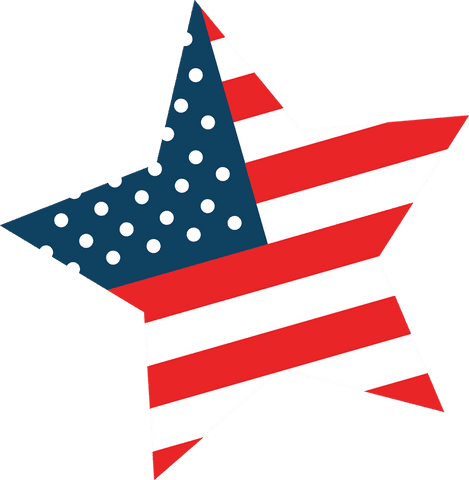 Transparent usa flag motif star icon on flat design