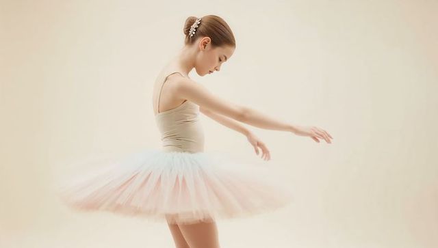Graceful ballerina in soft tutu captured mid-pose