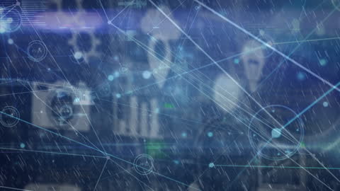 Digital Network Connections with Futuristic Interface Elements