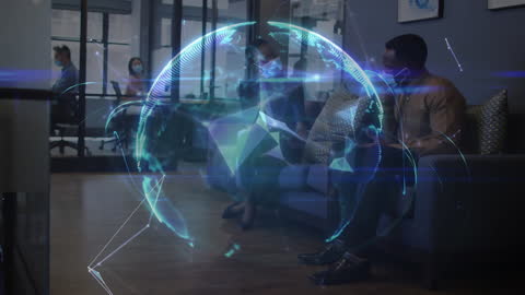 Digital Globe Interface with Diverse Business Professionals