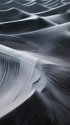 Panning across monochrome sculpted ridges and fluid striations vertical abstract texture video