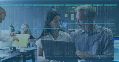 Mature Professionals Collaborating in Innovative Cybersecurity Environment