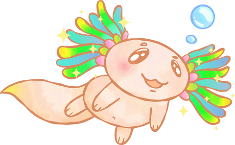 aquatic cartoon axolotl with rainbow gills on transparent background - Download Free Stock Videos Pikwizard.com