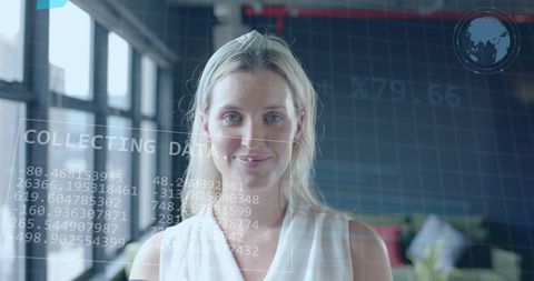 Caucasian Businesswoman Analyzing Digital Financial Data