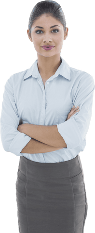 Transparent Confident Businesswoman with Arms Crossed