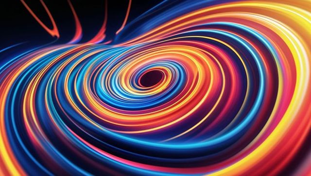 Dynamic Neon Swirl in Abstract Digital Space