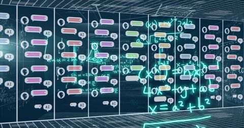 ai data processing with mathematical interface - Download Free Stock Images Pikwizard.com