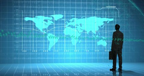 Businessman Analyzing Digital Map of Global Trends - Download Free Stock Images Pikwizard.com