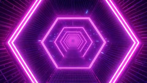 Neon Pink Hexagon Tunnel with Digital Motion Effects