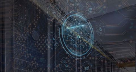 digital security concept with network and server room overlays - Download Free Stock Images Pikwizard.com