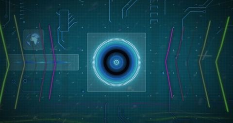 Futuristic Circuit Board with Holographic QR Code and Globe Design - Download Free Stock Images Pikwizard.com