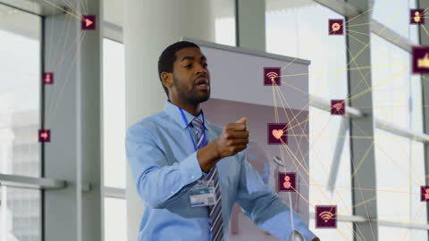 Motivational Business Speaker in Digital Network Concept