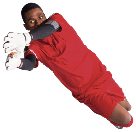 agile goalkeeper in red making dynamic save, white background - Download Free Stock Videos Pikwizard.com