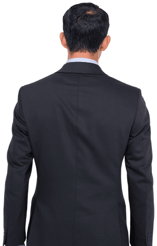 Rear View of Biracial Businessman in Suit on Transparent Background