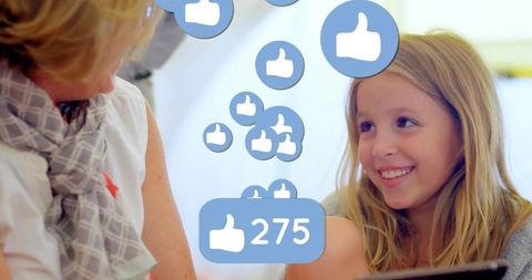 Mother and Daughter Enjoy Digital Bonding with Social Media Interaction